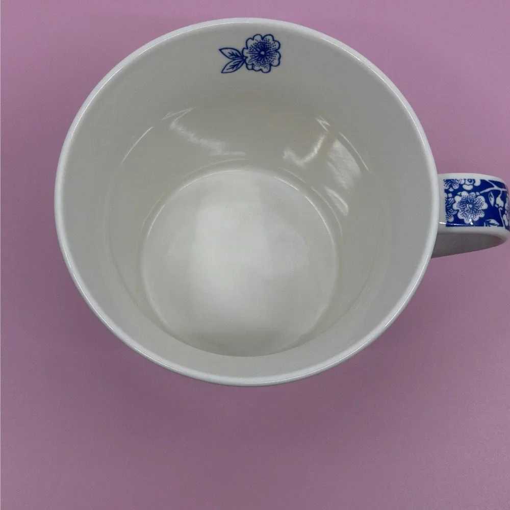 Pier 1 Imports Blue White Calico Floral Fine China Mug Coffee Tea Cup - Picture 5 of 9